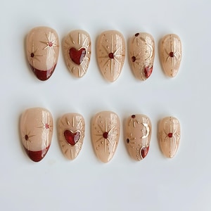 gold star nails /custom press on nails/ hand made Press on Nails/Faux Acrylic Nails/ Gel Nails/Press on Nail