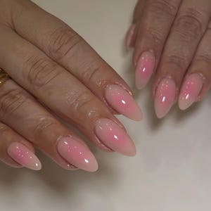 Ombre Pink Press On Nails: Handmade Faux Acrylic Gel Nails