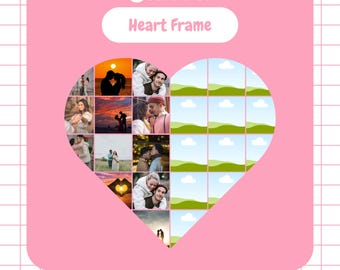 Canvalijst voor Valentijnsdag, hartcanvalijst, slepen en neerzetten, eigen ontwerp, foto toevoegen, aanpasbare frames