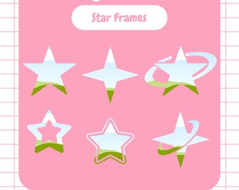 Marcos de fotos de estrellas para Canva: Plantillas de arrastrar y soltar (Descarga digital)