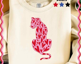 Valentine Leopard PNG, Pink Heart Leopard sublimatieontwerp (digitale download)