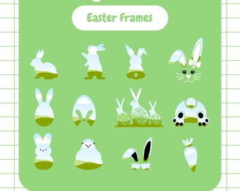 Easter Bunny Canva Frames, Spring Clipart Templates (Digital Download)