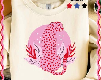 Pink Cheetah PNG, Girly Coquette Leopard-afbeelding (digitale download)