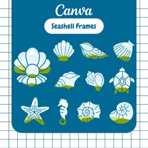 Seashells Canva Frames, Add Own Your Image, Canva Frames Bundle, Design Your Own, Custom Canva Frame, Design Elements
