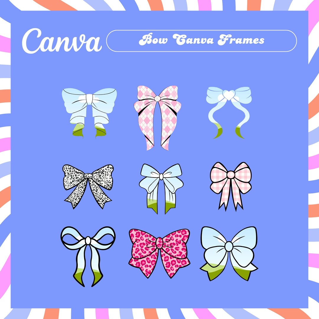Coquette Canva Frame Bundle, Bow Canva Frame, Ribbon Frame Bundle, Drag ...