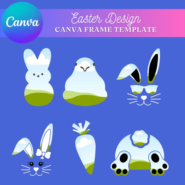 Canva Frames Easter, Canva Frames Bundle, Canva Frame Template, Drag and Drop Photo, Editable Canva Frame, Happy Easter, Design Elements