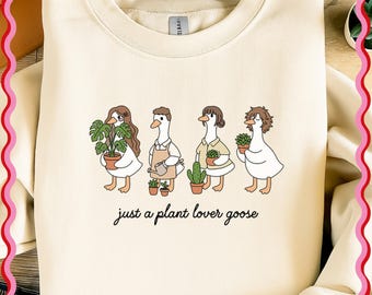 Plant Love Goose PNG, Just A Plant Love Goose, grappige gans Shirt Design, tuinieren gans PNG, Plant Mom sublimatie png, digitale download
