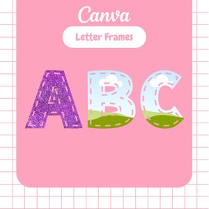 Stitch Alphabet Canva Frames, Custom Canva Frame, Editable Canva Frame, Fill Your Own, Letter Canva Frame, Doodle Alphabet, Drag and Drop
