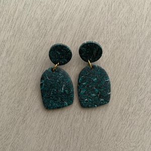 Aqua/Black and Grey Large Marble Earrings