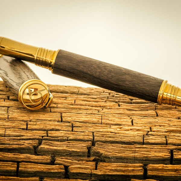 Handmade Bog Oak rollerball pen  Unique handmade gift Certified 5310BC ensuring an effortless writing experience modern design