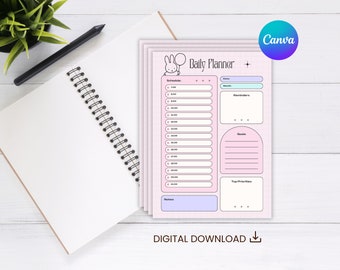 Editable 5"x7" Miffy Planner Pages - Printable Digital Download (Canva Template) & PNG Images