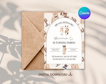 Editable 5"x7" Sonny Angel Birthday Invitation Card - Printable Digital Download (Canva Template)