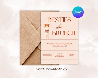 Editable 5"x7" Sonny Angel Brunch Invitation Card - Printable Digital Download (Canva Template)