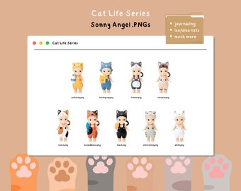 Sonny Angel Cat Life Series Transparent Clipart PNGs (9 Clipart for Digital & Instant Download!)