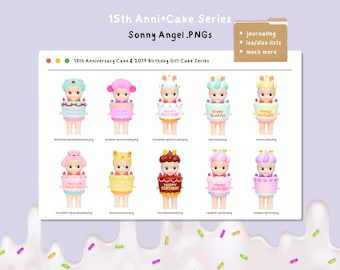 Sonny Angel 15th Anniversary and 2017 Birthday Cake Series Transparent Clipart PNGs (10 Clipart for Digital & Instant Download!)