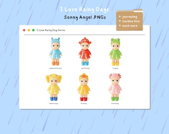 Sonny Angel Me encanta la serie Rainy Days Clipart PNG transparente (6 Clipart para descarga digital e instantánea)