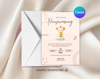 Editable 5"x7" Sonny Angel Housewarming Invitation Card - Printable Digital Download (Canva Template)