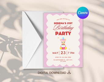 Editable 5"x7" Sonny Angel Birthday Invitation Card - Printable Digital Download (Canva Template)