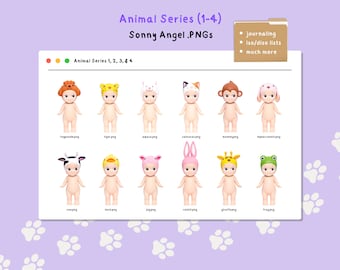 Sonny Angel Animal (1-4) Series Transparent Clipart PNGs (48 Clipart for Digital & Instant Download!)