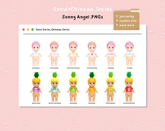 Sonny Angel Seoul Series and Okinawa Series Transparent Clipart PNGs (12 Clipart for Digital & Instant Download!)