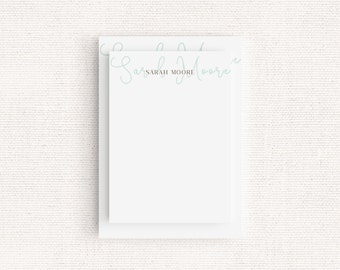 Custom Notepad Personalized With Name | Signature Script Text With Flower Stationary Writing Paper | Gift For Women, Friends Co Worker