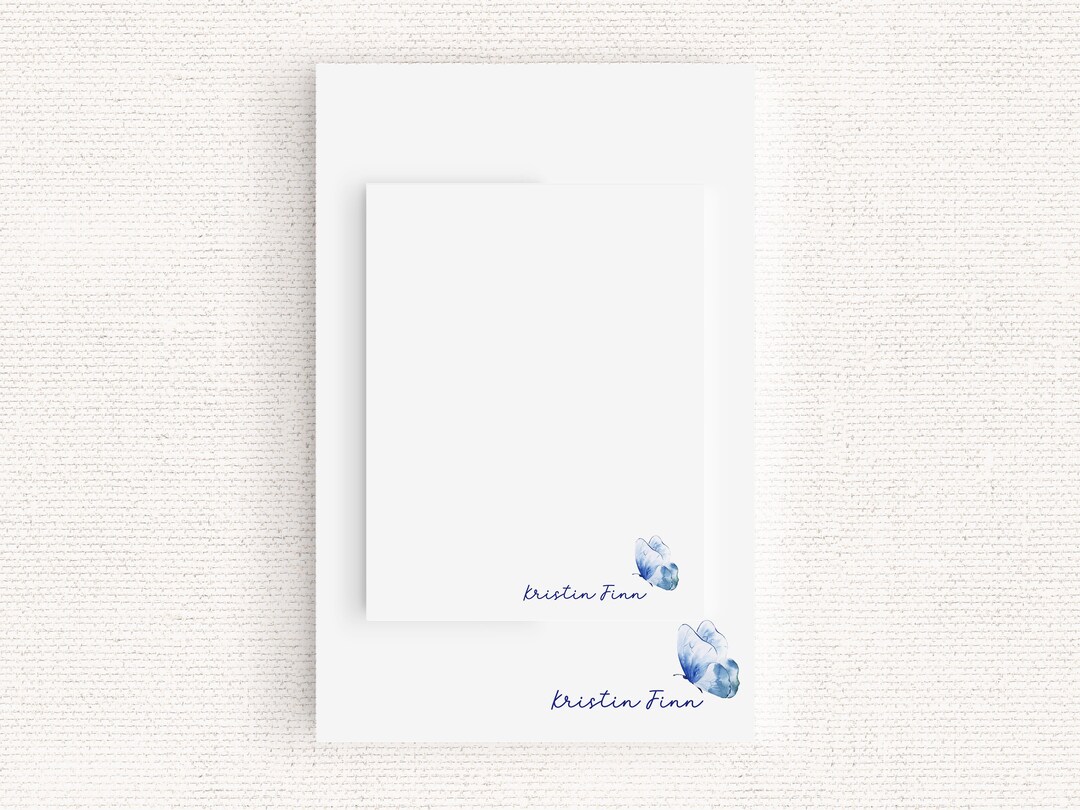 Custom Blue Butterfly Notepad Personalized Name Note Pad and Memo Pad ...