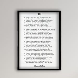Poesia incorniciata "If Kipling", regali di laurea incorniciati per il figlio, poesia incorniciata "If", stampa incorniciata "If Rudyard Kipling"