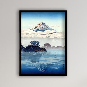 Fuji encadré du lac Kawaguchi - estampe Tsuchiya Koitsu, estampe japonaise de la période Edo, affiche Koitsu, art mural Japon, koitsu japonais