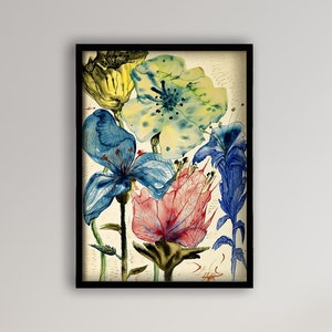 Fleurs 1948 Salvador Dali Print, Salvador Dali Ausstellungsplakat, Dali Blumen Poster, Wildblumen Druck, Surrealismus Poster, moderne Wandkunst