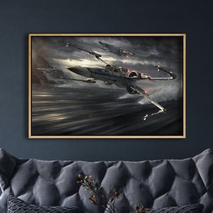 Framed X-Wing Star Wars Print, Canvas Wall Art, Framed Print, Artwork Movie Prints, Home Gift For