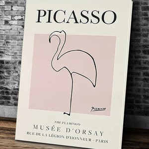 Picasso - Flamingo Visual Print, Exhibition Vintage Line Art Poster, Ideal Home Decor or Gift Print, Minimalist Line Drawing