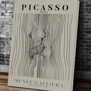 Picasso Exhibition Wall Art Print, Famous Artist Print, Picasso Canvas Wall art, Neutral Beige Abstract Vintage Minimalist Gift Idea