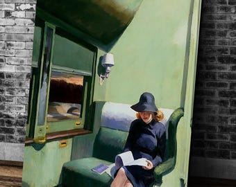 Edward Hopper - Compartment C, Car (1938) Canvas Art, Gallery Wrapped Giclee Wall Art Print