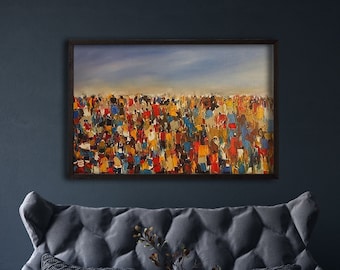 Our Colorful People Oil Painting Canvas, Best African Wall Decor,African art Print, African Canvas decor, African wall decor