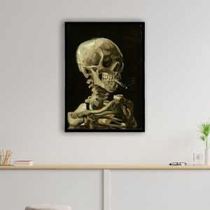 Van Gogh - Skull of a Skeleton with Burning Cigarette, Wall Art,Skeleton Art, Van Gogh Art, Skull Wall Art