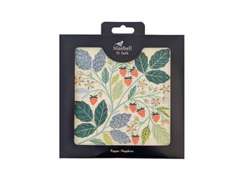 Wild Strawberries Napkins, Strawberry Napkins, Pretty Paper Napkins, Botanical Napkins