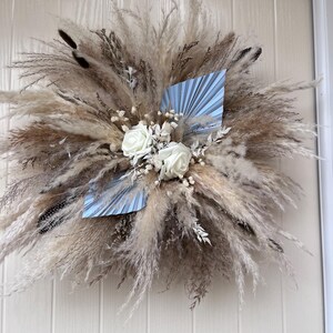 Natural Pampas Rose Dried Flower Wall Decor: Botanic Hanging