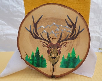 Rustic decorative wooden board, Deer Head pattern