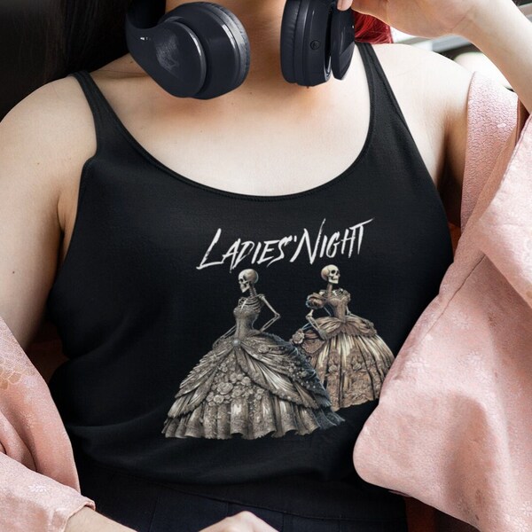 Ladies Night Skeleton Victorian Ball Gown tank | Gothic Punk Rock Rococo Dress tee