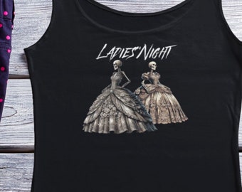 Ladies Night Skeleton Victorian Ball Gown tank | Gothic Punk Rock Rococo Dress tee