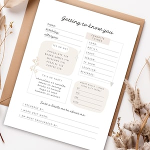 Get To Know My Team Survey, All About Me Questionnaire, Teacher Favorite Things Page, Teacher Gifts, Team Building Survey, Boho, Bohemian