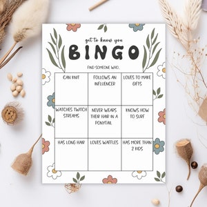 Zestaw do druku Bingo: 16 zabawnych kart Bingo, Bingo biurowe, Gra team buildingowa, Gra na przełamanie lodów, Poznajmy się, Bingo dla współpracowników, Natychmiastowy plik PDF