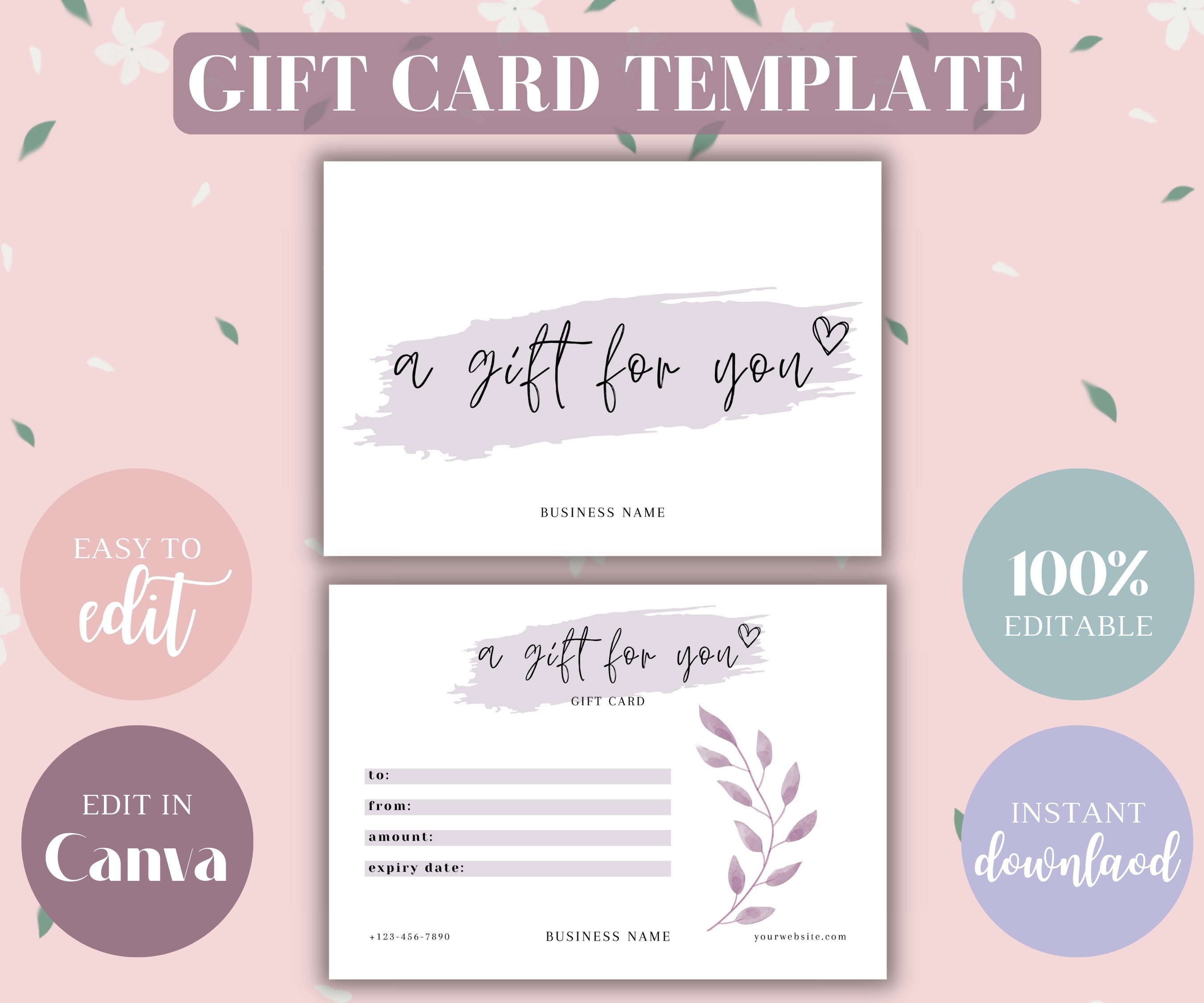 Small Business Gift Certificate Template, Editable Gift Card Template ...