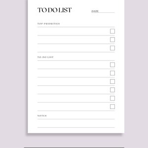 To Do List Printable Simple Tasks List Template Productivity Planner ...