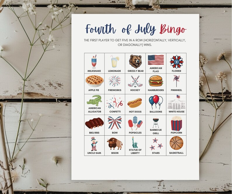 Printable 4th of July Bingo Cards: Patriotic Party Game (PDF) - Etsy