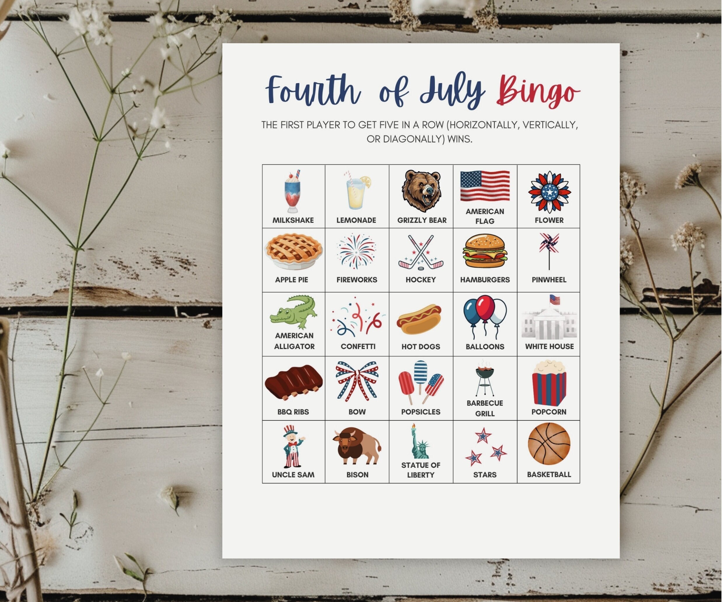 Printable 4th of July Bingo Cards: Patriotic Party Game (PDF) - Etsy