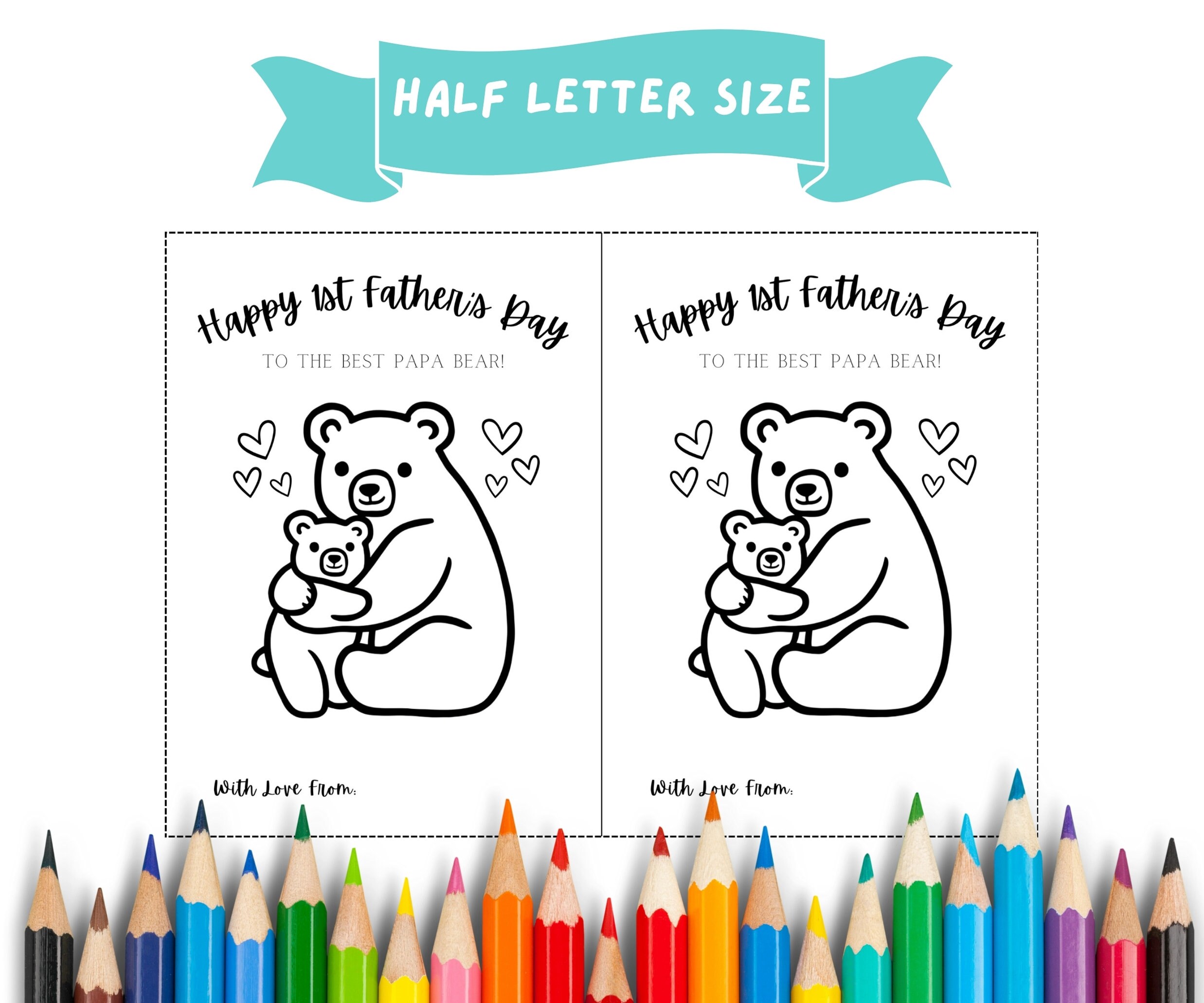 Printable First Father's Day Coloring Card Father's Day Card Color Your ...