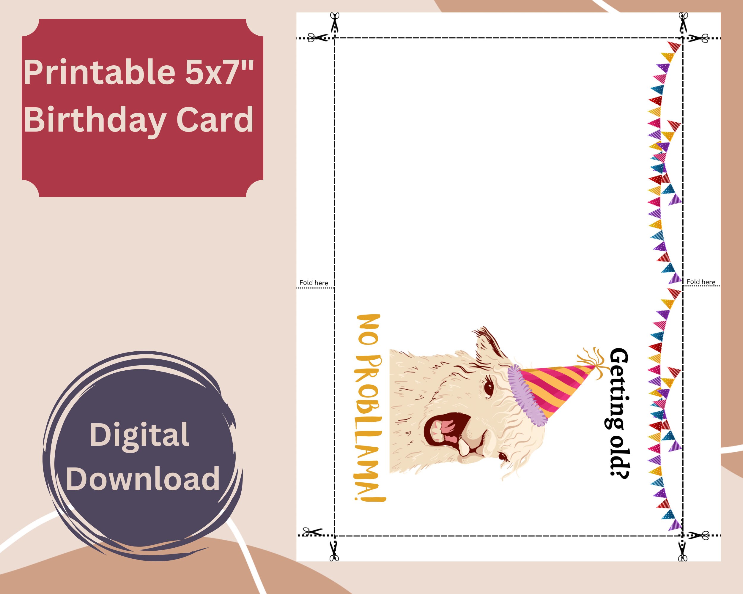 Funny Llama Birthday Card Printable, Instant Download, Funny Animal ...