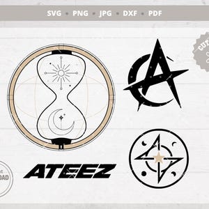 ATEEZ | svg | png | jpg | dxf | pdf | Ateez customised logos | Atiny | KPop Sticker | Decal | Vector files Cricut and Silhouette