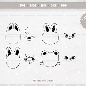 STRAY KIDS | svg | png | jpg |  dxf | pdf | SKZoo face details | SKZoo | STAY | Decal | Vector files Cricut and Silhouette | Digital